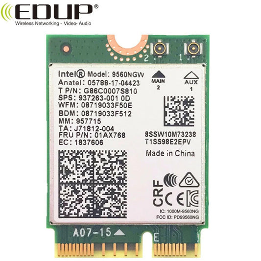 EDUP Wholesale Dual Band In-tel 9560 9560NGW 802.11ac M.2:CNVio WiFi BT 5.0 Network Card