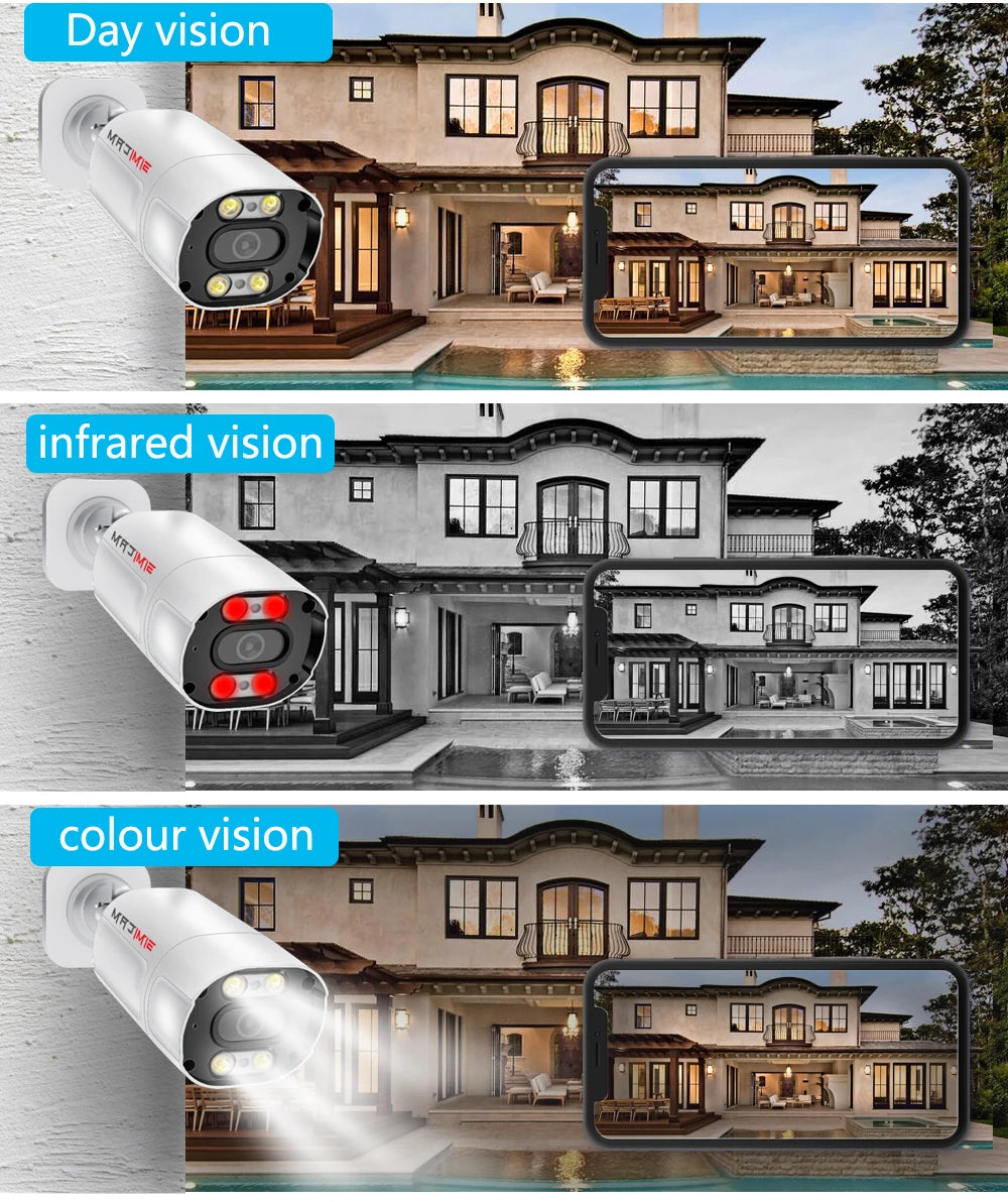 4K 8MP POE IP Security Camera System NVR Kit Face Detection Two Way Audio Metal Bullet With RJ45 Cable Street Video Surveillance