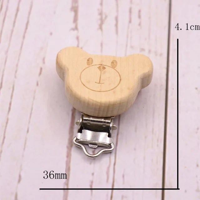 5PCS Wooden Rabbit Pacifier Clip Baby Accessories Wooden Animal Pacifier Metal Holder Elephant Pacifier Wooden Baby Teeth