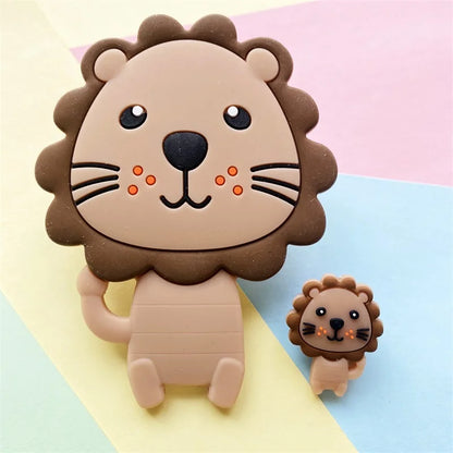 2pcs / Set Mini Silicone Elephant Lion Cat Teether Beads Baby Toy Teether Rattle BPA Free Silicone Teether