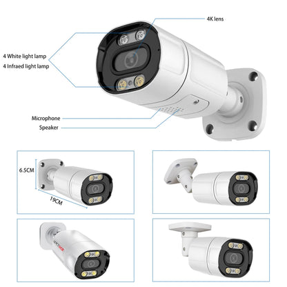 4K 8MP POE IP Security Camera System NVR Kit Face Detection Two Way Audio Metal Bullet With RJ45 Cable Street Video Surveillance