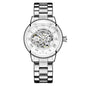 ORKINA Women Watch Automatic Mechanical Skeleton Chic Rose Gold Lady Wristwatch in Mesh Stainless Steel Bracelet / Leather Strap