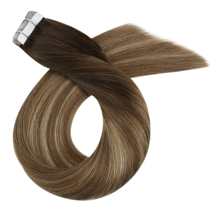 Moresoo Blonde Tape in Hair Extensions Human Hair Natural Straight Seamless Invisible Tape Remy Brazilian Hair for Beauty