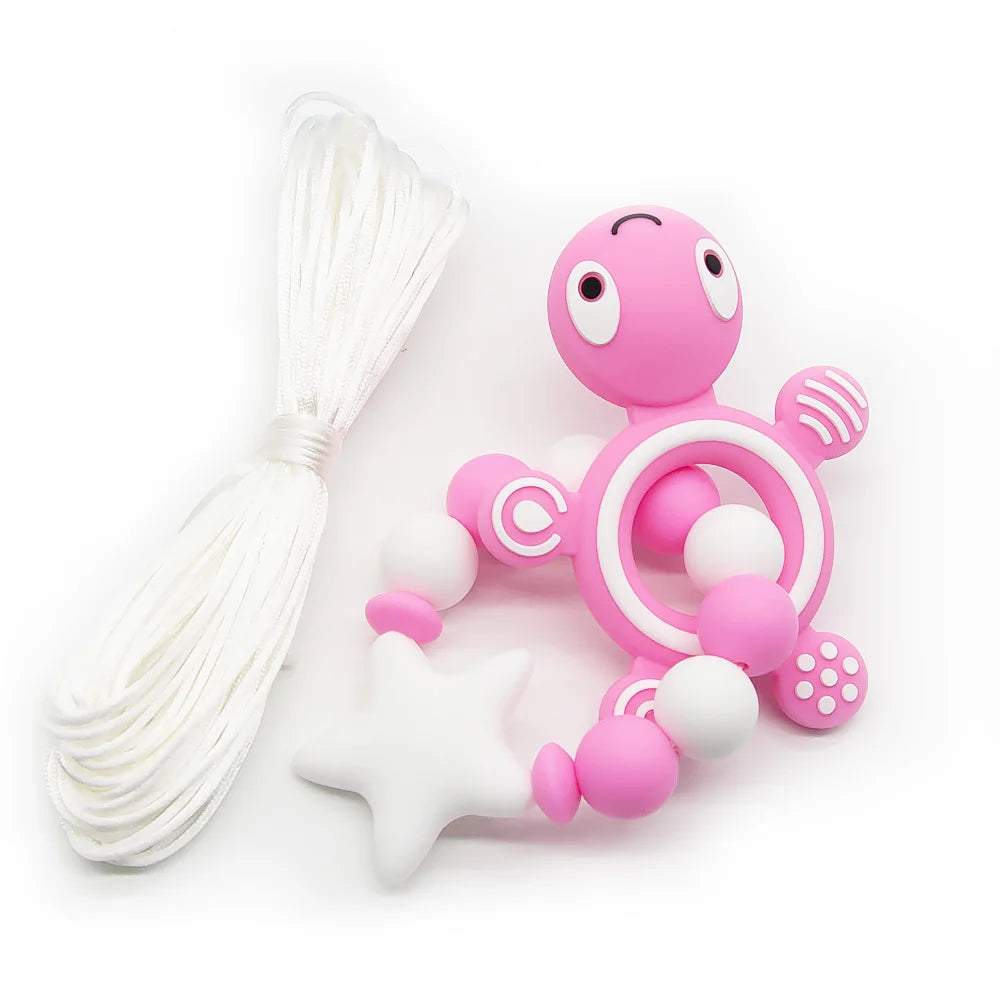 Cute-Idea Plastic Clip Cord Silicone Beads Food Grade Teething DIY Accessories Pacifier Chain BPA FREE Chewable Baby Product Toy