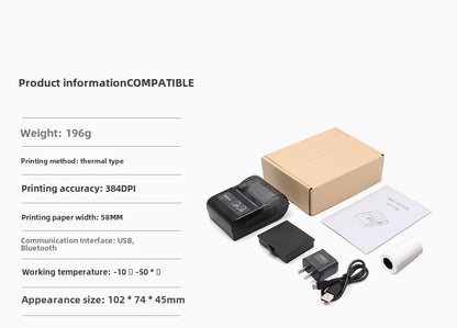 Youku 58Hb5 Bluetooth Printer Manager Fox Police Air Supply Gas Receipt Thermal Portable 58 Receipt Printer