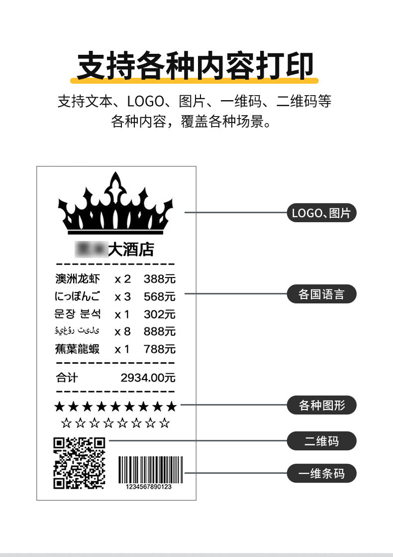 Youku 58E Bluetooth Wifi Receipt Printer for Supermarkets, Pharmacies, Cash Registers, Thermal Receipt Printer for Takeout Orders