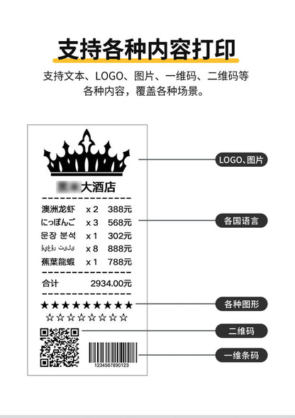 Youku 58E Bluetooth Wifi Receipt Printer for Supermarkets, Pharmacies, Cash Registers, Thermal Receipt Printer for Takeout Orders