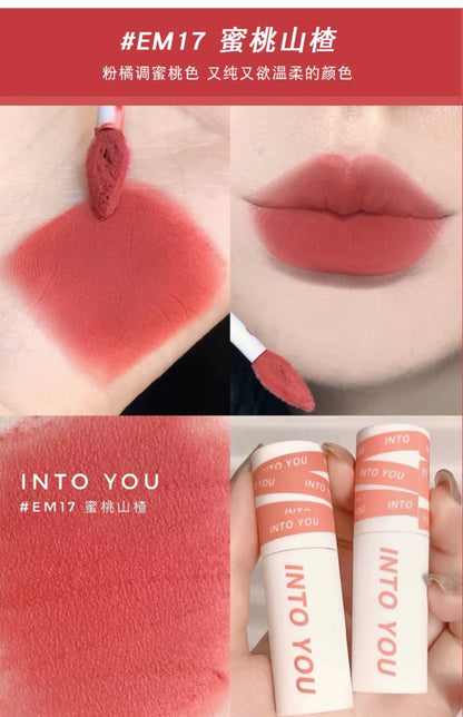 INTO YOU Lip Mud Heroine Matte Velvet Lip and Cheek Dual-use Lip Mud Soft Fog Smooth Blush INTOYOU Lip Lipstick Makeup