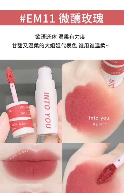 INTO YOU Lip Mud Heroine Matte Velvet Lip and Cheek Dual-use Lip Mud Soft Fog Smooth Blush INTOYOU Lip Lipstick Makeup