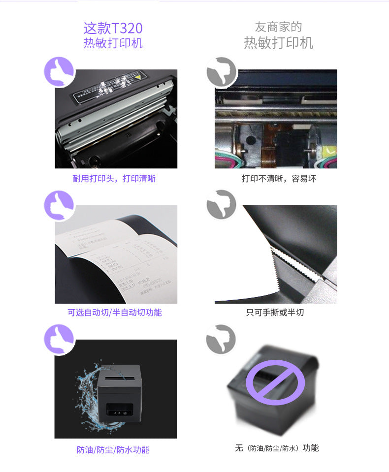 Youku T320 Thermal Printer 80 Bill Meituan Ele.Me Takeaway Network Port Kitchen Shopping Mall Cashier Order Machine