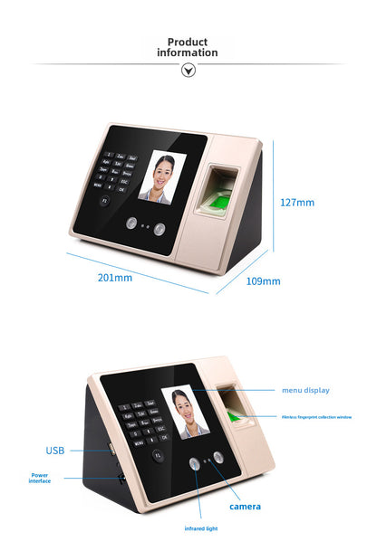 Youku Fa02H Face Attendance Machine Intelligent Sign-In with Swipe Card Employee Fingerprint Facial Recognition Work Punch-In Machine