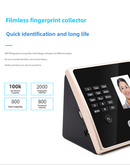 Youku Fa02H Face Attendance Machine Intelligent Sign-In with Swipe Card Employee Fingerprint Facial Recognition Work Punch-In Machine