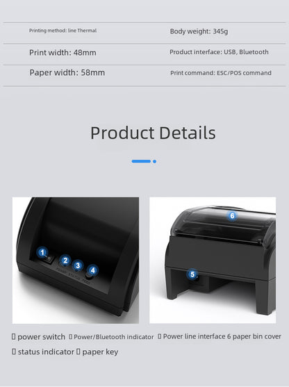 Youku 58A Thermal Printer for Supermarket Cash Register, Printing Receipts for Meituan and Ele.Me Delivery, Bluetooth Receipt Printing