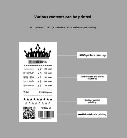 Youku 58Hb5 Bluetooth Printer Manager Fox Police Air Supply Gas Receipt Thermal Portable 58 Receipt Printer