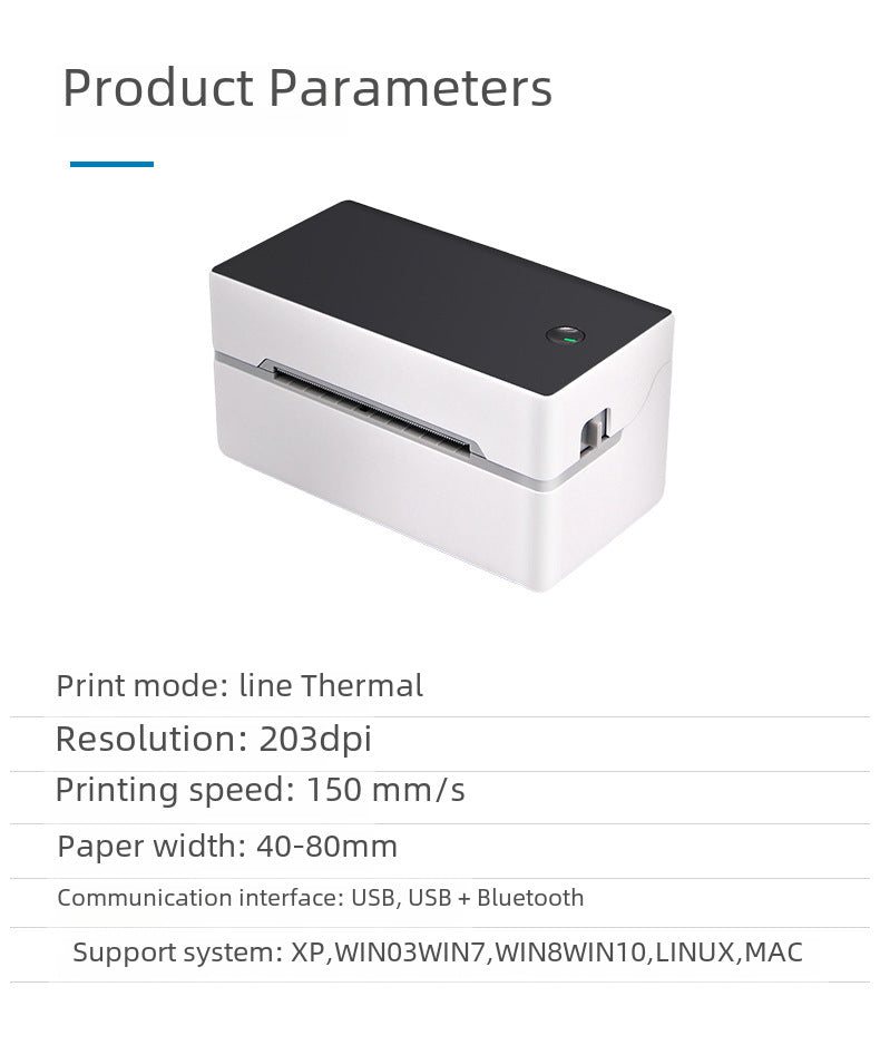 Uiku Tdl402 Thermal Label Printer Barcode Self-Adhesive Label Paper Bluetooth Express Digital Form Printing