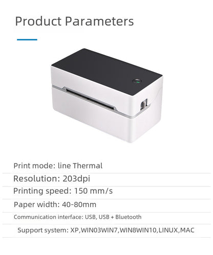 Uiku Tdl402 Thermal Label Printer Barcode Self-Adhesive Label Paper Bluetooth Express Digital Form Printing