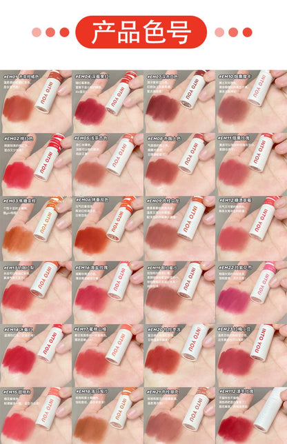 INTO YOU Lip Mud Heroine Matte Velvet Lip and Cheek Dual-use Lip Mud Soft Fog Smooth Blush INTOYOU Lip Lipstick Makeup