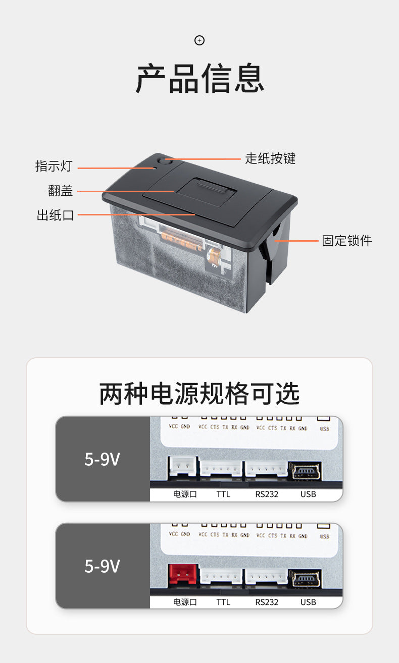 Youku Em5820 Panel Printer Self-Service Machine Medical Bank Vehicle-Mounted Fixed Printing Module Thermal Ticket Printer