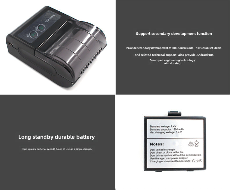 Youku 58Hb5 Bluetooth Printer Manager Fox Police Air Supply Gas Receipt Thermal Portable 58 Receipt Printer