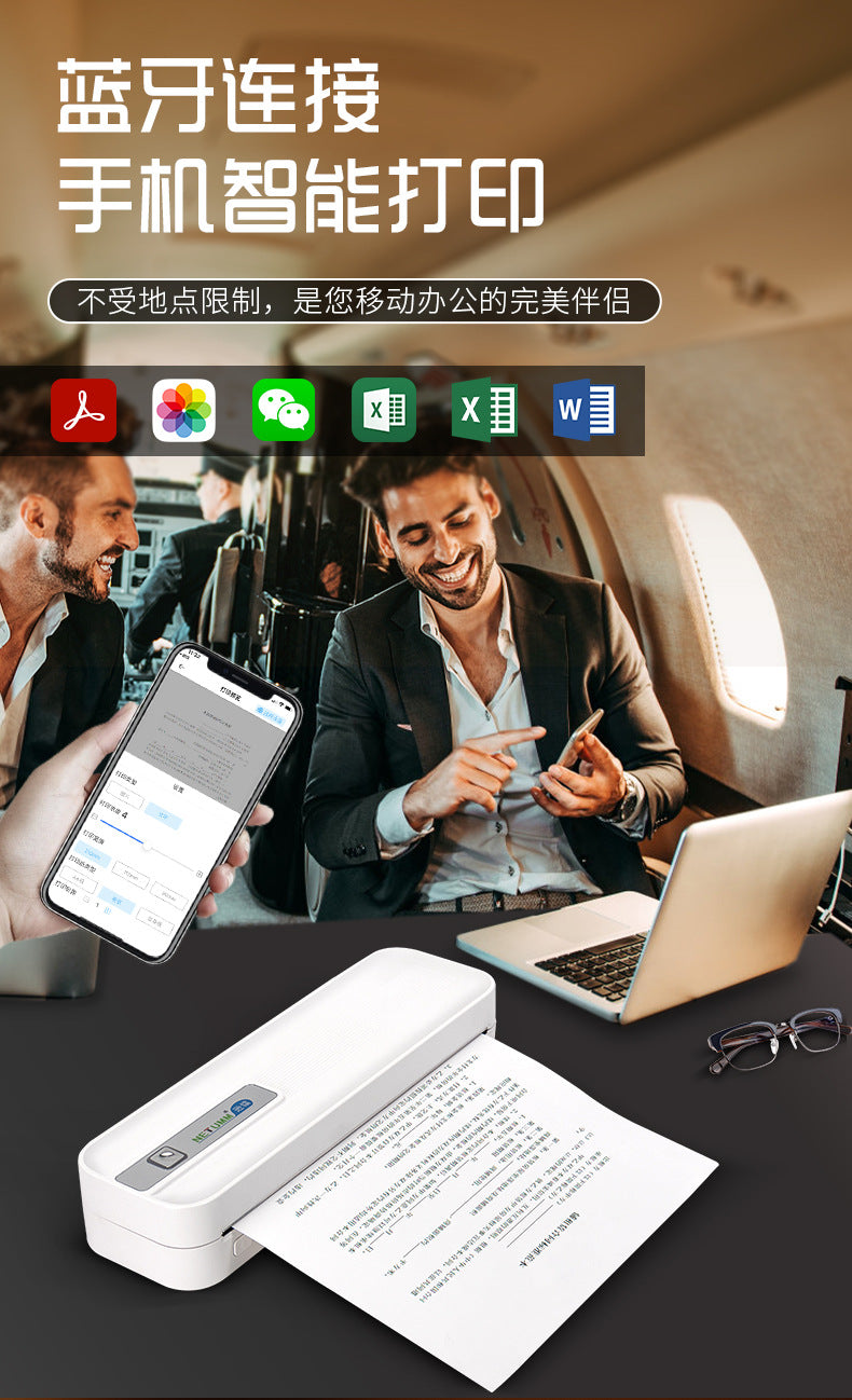 A4 Home Student Printer Portable Bluetooth Printing Job Thermal Ink-free Home Smart Phone Wrong Question Machine