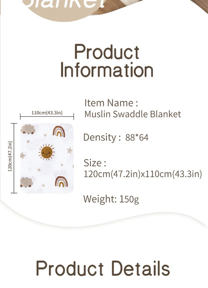 Kangobaby #My Soft Life# Solid Color Bamboo Cotton Baby Muslin Swaddle Blanket Newborn Bath Towel Infant Quilt Size 120x110cm