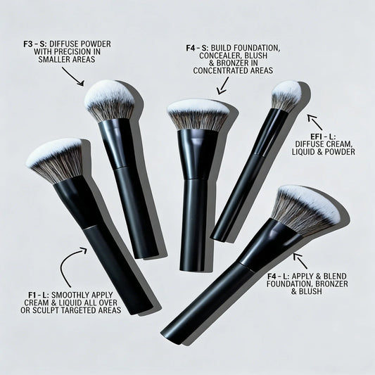 5-Piece Facial Makeup Brush Set: Foundation Brush, Loose Powder Brush, Blush Brush, Concealer Brush, Contour Brush, Blending Brush. High-End Makeup Brushes with Oil-Sprayed Handles for a Comfortable Feel. Professional-Grade M