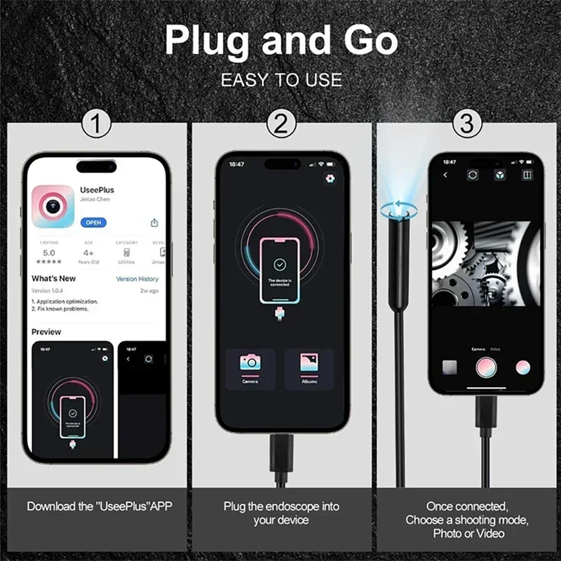 4K UHD 360° Two-Way Type-C Articulating 6mm Endoscope Camera Borescope Car Inspection Industrial Endoscope For IOS Android