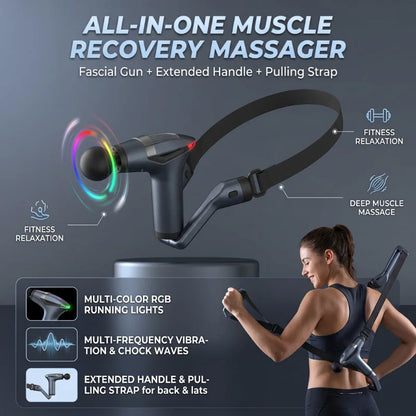 Hot Selling Multifunctional Muscle Relaxation Long-handle Massage Gun Remission Deep Tissue Percussion Body Electric Massage Gun