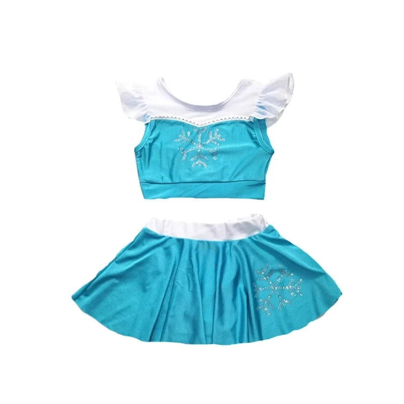Fairy Tale Princess Swimsuit for Girls Elsa Anna Snow White Swimwear Belle Child Kids Toddler 2-8Y Bathing Suit with Skirt