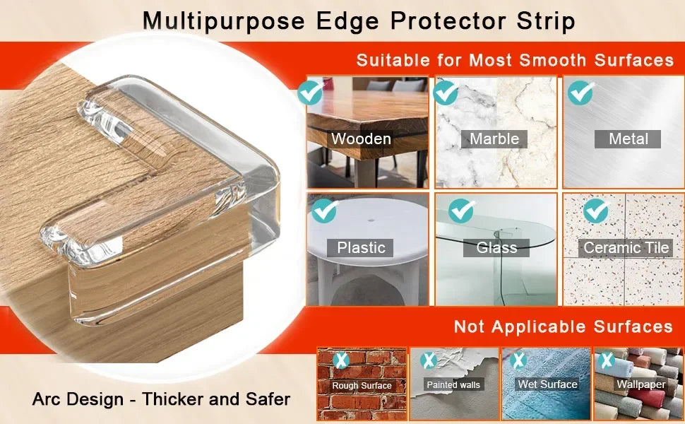 Baby Safety Silicone Kids Proofing Edge Protector Soft Transparent Children Anti Collision Table Corner Edge Protection Cover