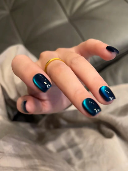 1-21pcs ZH Popular Blue Ink Cat's Eye Gel Nail Polish Spring Summer Fashionable Color Flash Glass Beads Cat's Eye Nail Salon