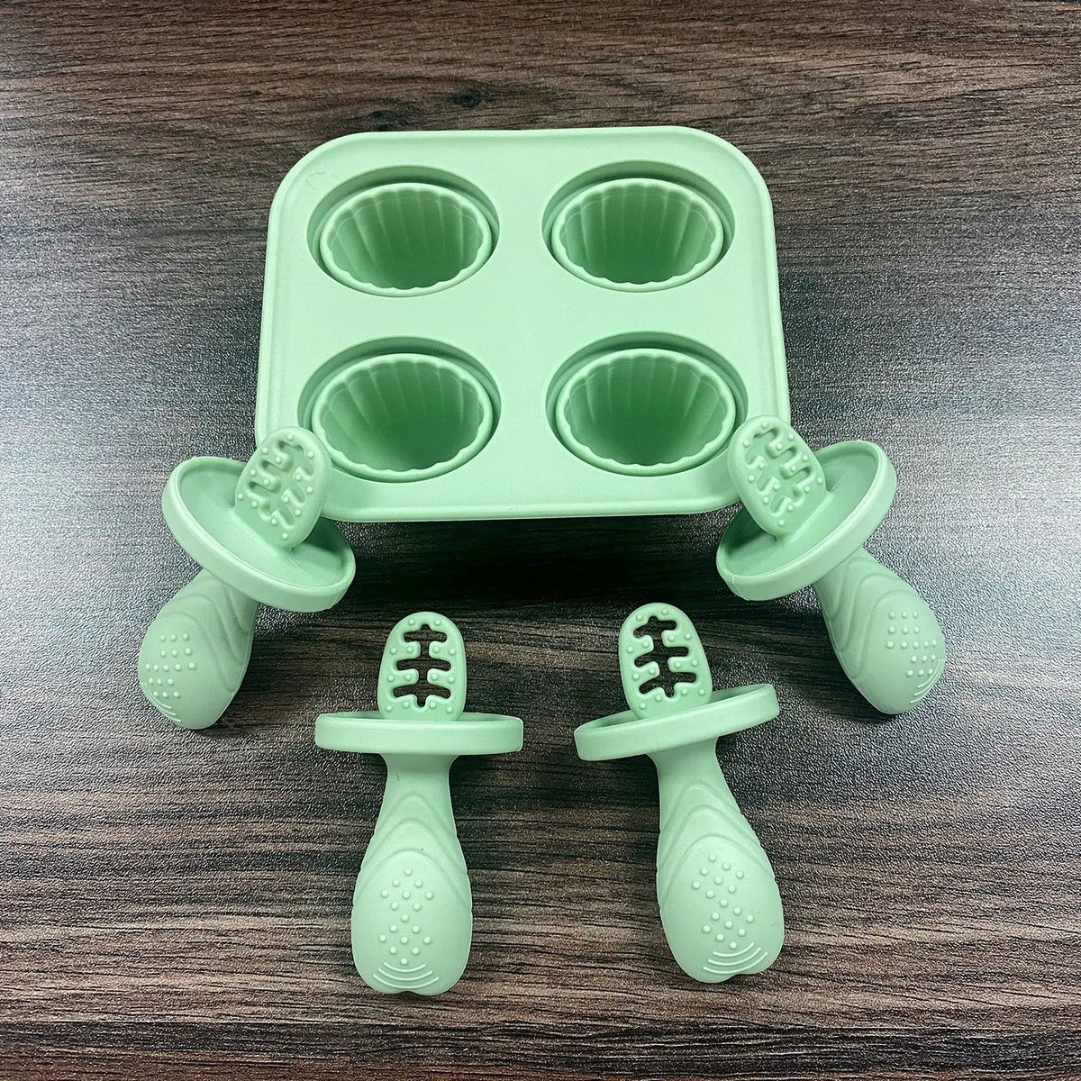 Baby Fruit and Vegetable Mold Silicone Hand Ring Popsicle Mold Baby Teething Teether Ice Cream Mold Baby Food Storage Container