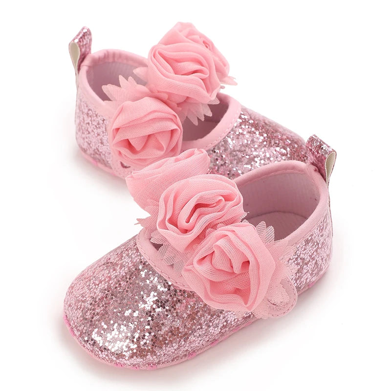 Baby Learning Walk Shoes, Elegant 3D Flower Infant Crib Shoes,Multi Style Soft Dress Footwear for Newborn Baby Girls 0-18Months