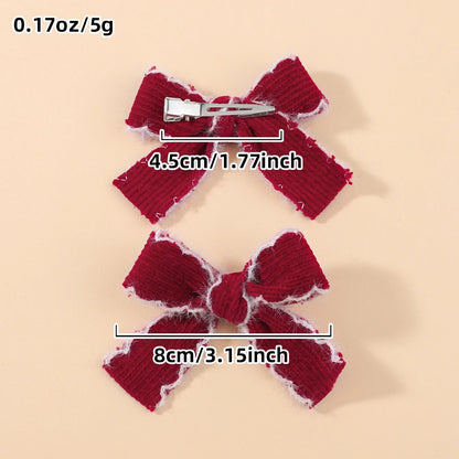 2pcs Knitting Wool Bow Barrettes Striped Lace Bow Hair Clip For Girl Baby Autumn Decor Hair Accessories Kid Party Wear Hairpin