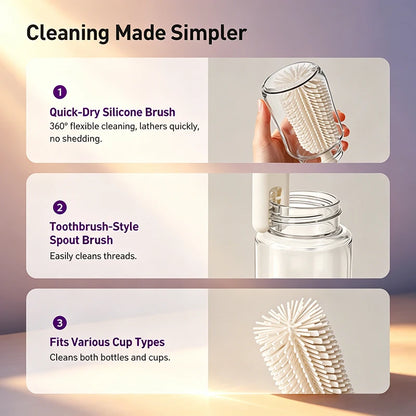 Avent W67 Bottle Brush Cleaning Set of 10 Magnetic Suction Silicone Brush Head for Washing Draining Without Damaging The Bottle