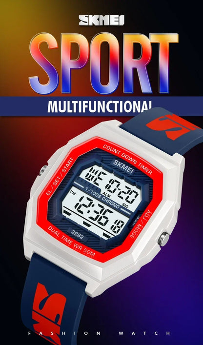 SKMEI 2282 Watches For Men Women 5Bar Waterproof Stopwatch Countdown Wristwatches Reloj Hombre Fashion Digital Sport Electronic
