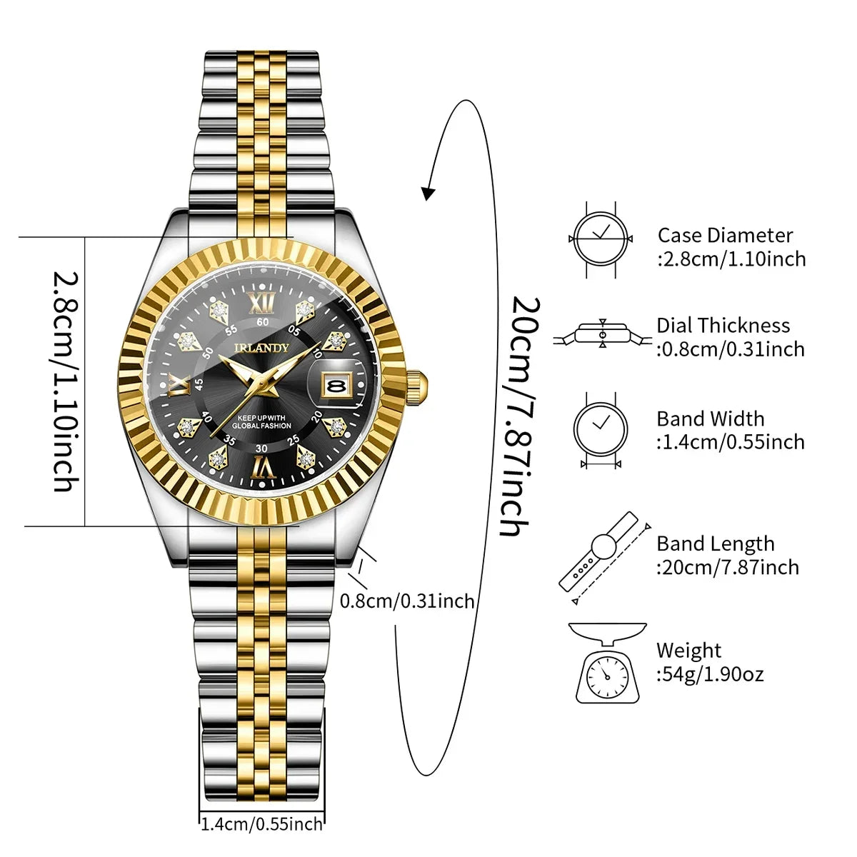 2PCS Fashion Couple's Watches Set Luxury Rhinestone Roma Dial Women Quartz Watch Men Calendar Business Wristwatches（Without Box）