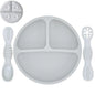 Silicone Baby Dining Plate With Spoon Fork Children Dishes Suction Plate for Toddlers Kid Training Feeding Sucker Bowl BPA FREE