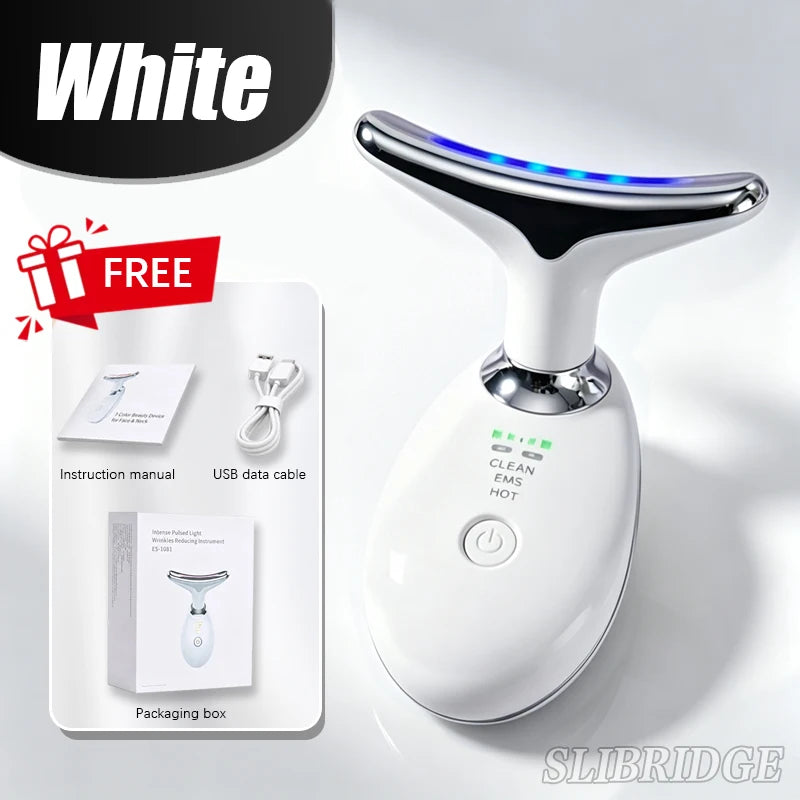 7-Color LED Neck Beauty Device Electric Face Neck Massager EMS Microcurrent Lift Skin Care Beauty Instrument for Women Home Use