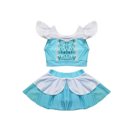 Fairy Tale Princess Swimsuit for Girls Elsa Anna Snow White Swimwear Belle Child Kids Toddler 2-8Y Bathing Suit with Skirt