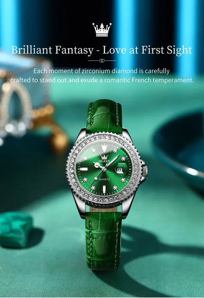 OLEVS 9945 Luxury Diamond Stainless Steel Quartz Watch for Women Elegant Ladies Waterproof Sport Women's Wristwatch Reloj Mujer
