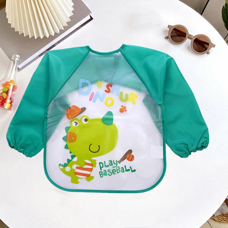 Baby Smock Bibs Waterproof Long-sleeved Eating Feeding Art Apron Newborn Toddler Burp Cloths Fit 0-3 Years Dropshipping