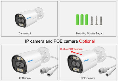 Smar 5MP Camera IP/POE 5MP With Audio Security Camera Indoor Outdoor Waterpfoof Night Vision Video Surveillance Metal Case