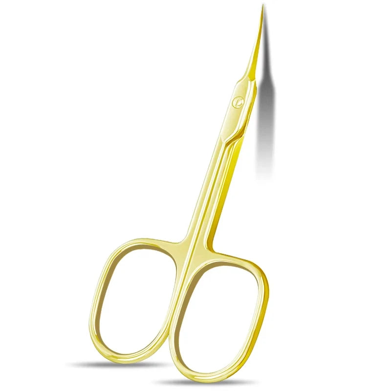 Professional Russian Manicure Scissors Cuticle Regrowth Cut Curved Tip Nail Pedicure Grooming Stainless Steel Dead Skin Remover