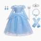 Elsa Cosplay Costume Kids Layers Deluxe Ball Gown Princess Dresses Aurora Christmas Wedding Evening Dress Girls Princess Dresses