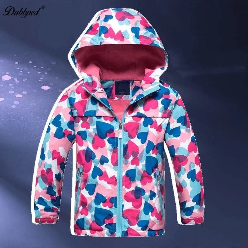 Dubbped Girl Polar Fleece Waterproof Jacket Spring Autumn Children Coats Sport Casual Kids Jackets Double-deck Windproof Jackets