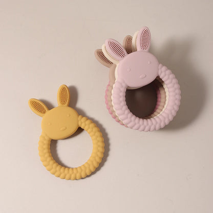 Silicone Teether Baby Gift Easter Bunny Shaped Cartoon Cute Teething Toy Chew Bead Sensory Gum Relief Soother