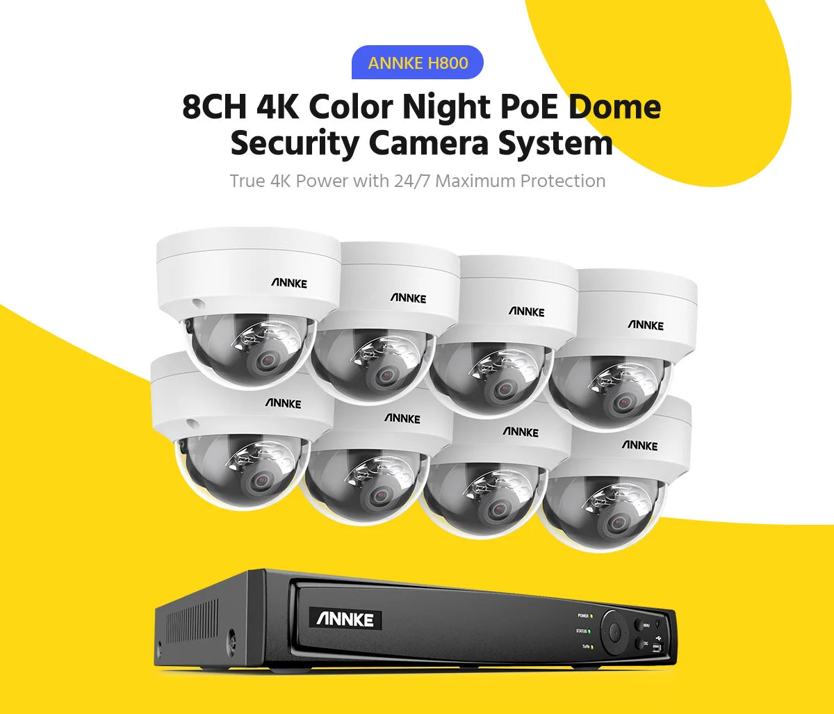 ANNKE 8CH 4K IP Camera Security System 265+ 8MP Poe Camera Two Way Audio Video Surveillance CCTV 4MM Lens Support 256G Card IP67