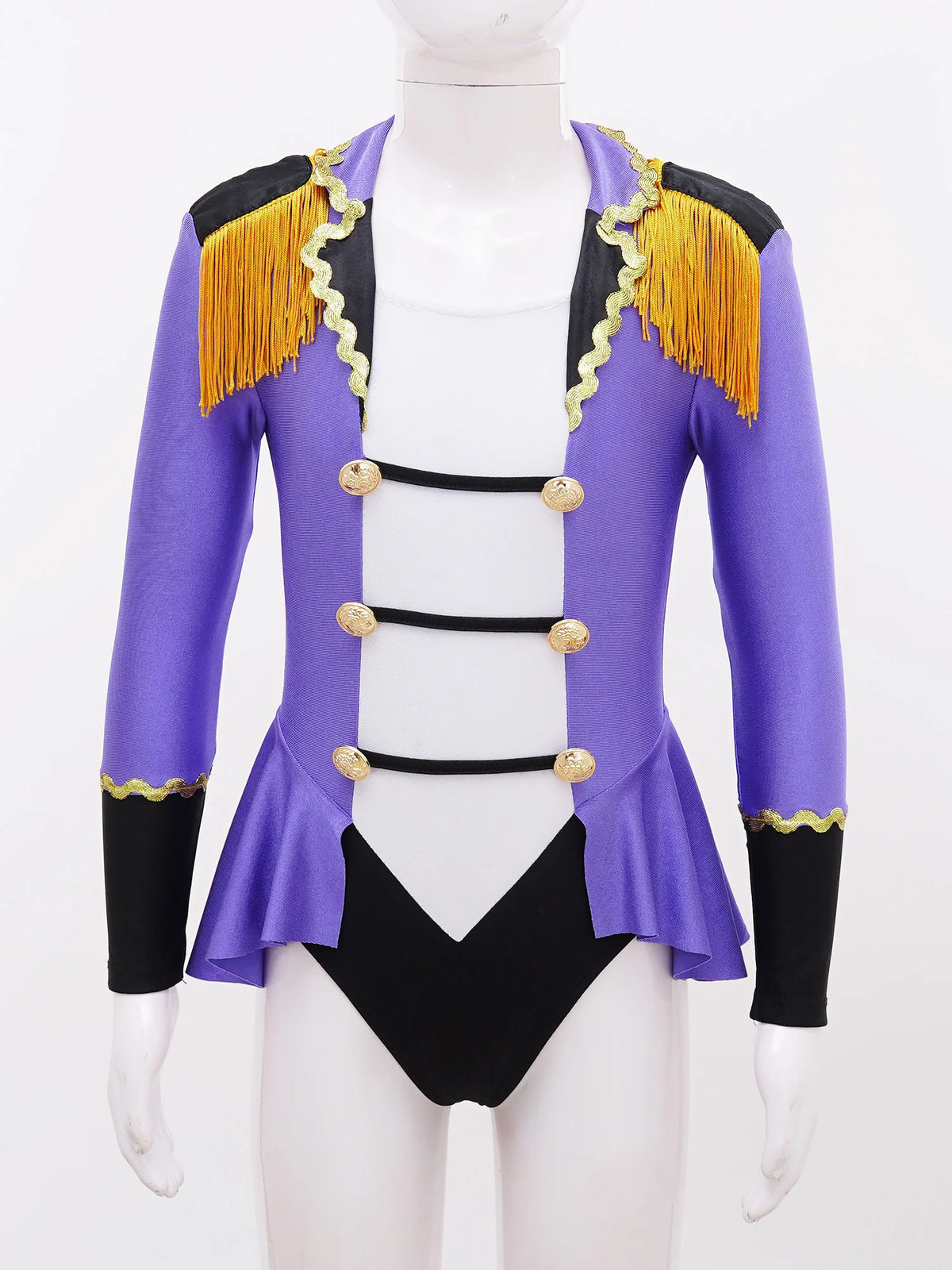 Childrens Showman Bodysuit Tassel Leotard Circus Ringmaster Cosplay Costumes Kids Girls Carnival Party Performance Jumpsuit