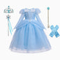Elsa Cosplay Costume Kids Layers Deluxe Ball Gown Princess Dresses Aurora Christmas Wedding Evening Dress Girls Princess Dresses